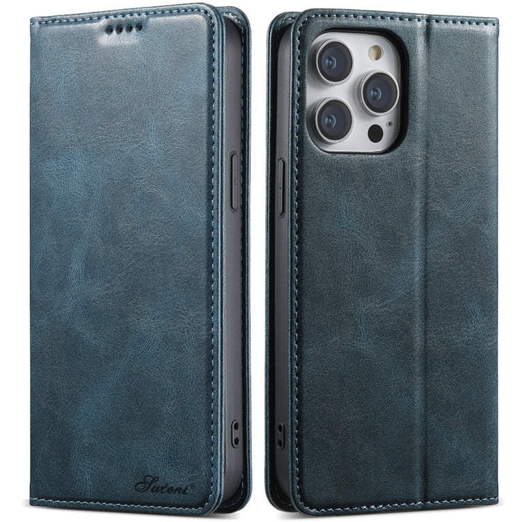 Suteni J02 Oil Wax Wallet Leather Phone Case, For iPhone 15 Pro Max, For iPhone 15 Pro, For iPhone 15 Plus, For iPhone 15