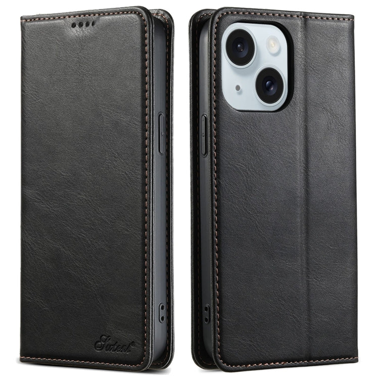 Suteni J02 Oil Wax Wallet Leather Phone Case, For iPhone 15 Pro Max, For iPhone 15 Pro, For iPhone 15 Plus, For iPhone 15