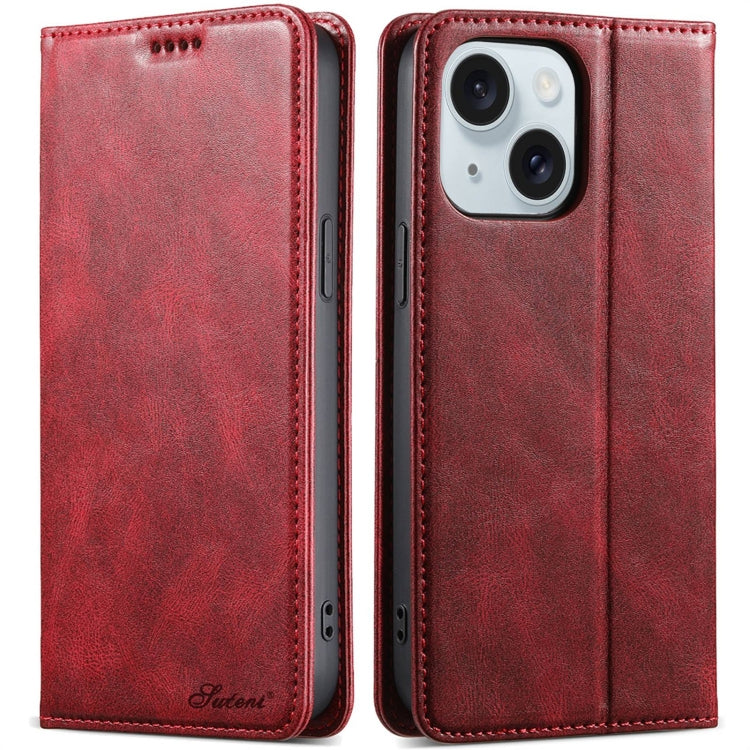 Suteni J02 Oil Wax Wallet Leather Phone Case, For iPhone 15 Pro Max, For iPhone 15 Pro, For iPhone 15 Plus, For iPhone 15