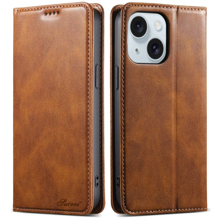 Suteni J02 Oil Wax Wallet Leather Phone Case, For iPhone 15 Pro Max, For iPhone 15 Pro, For iPhone 15 Plus, For iPhone 15