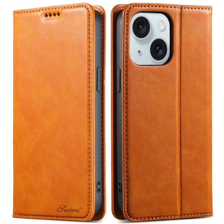 Suteni J02 Oil Wax Wallet Leather Phone Case, For iPhone 15 Pro Max, For iPhone 15 Pro, For iPhone 15 Plus, For iPhone 15