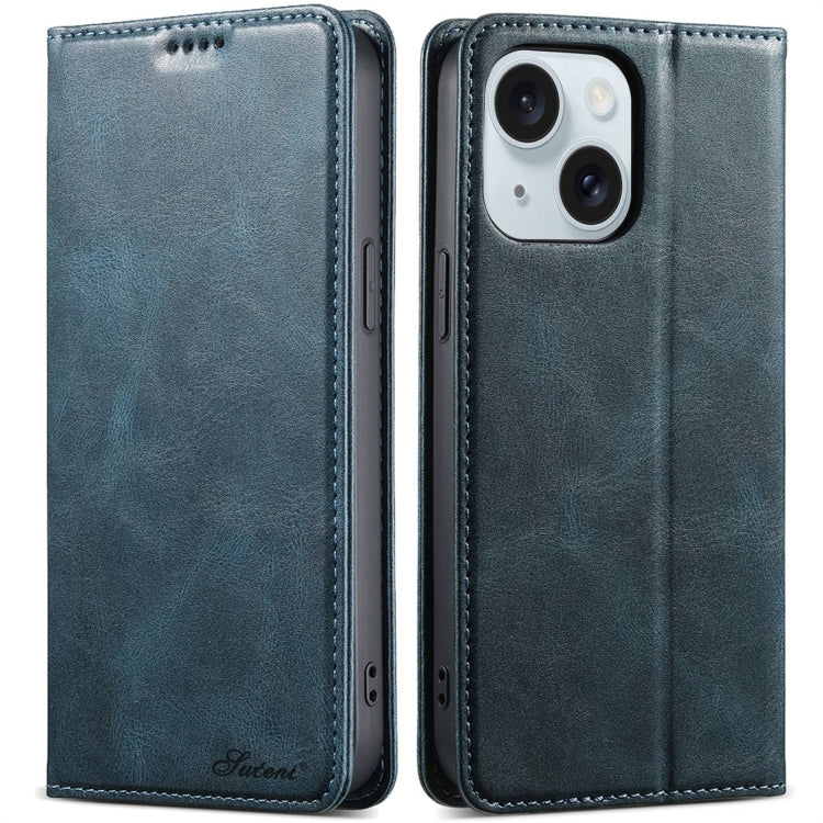 Suteni J02 Oil Wax Wallet Leather Phone Case, For iPhone 15 Pro Max, For iPhone 15 Pro, For iPhone 15 Plus, For iPhone 15