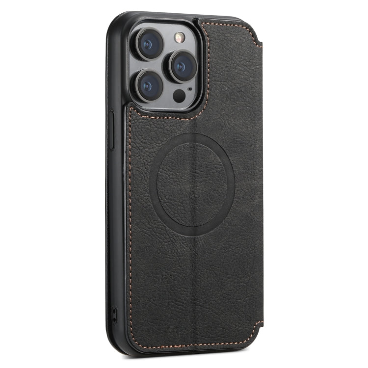 Suteni J06 Retro Matte Litchi Texture Leather MagSafe Phone Case, For iPhone 15 Pro Max, For iPhone 15 Pro, For iPhone 15 Plus, For iPhone 15