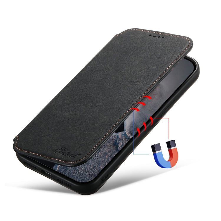 Suteni J06 Retro Matte Litchi Texture Leather MagSafe Phone Case, For iPhone 15 Pro Max, For iPhone 15 Pro, For iPhone 15 Plus, For iPhone 15