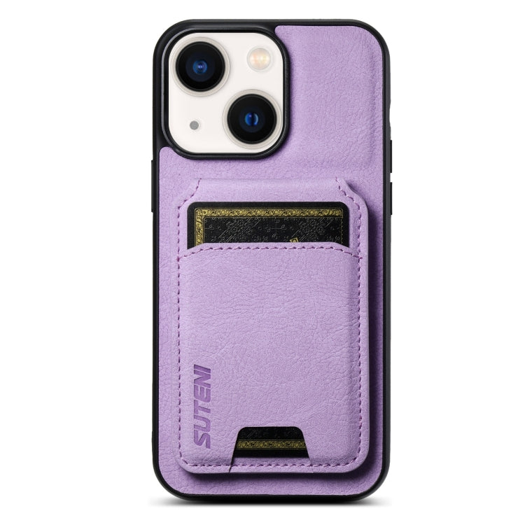 Suteni H02 Litchi Leather Card Wallet Stand Back Phone Case, For iPhone 15, For iPhone 14 Plus, For iPhone 14, For iPhone 14 Pro
