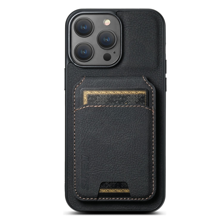 Suteni H02 Litchi Leather Card Wallet Stand Back Phone Case, For iPhone 15, For iPhone 14 Plus, For iPhone 14, For iPhone 14 Pro
