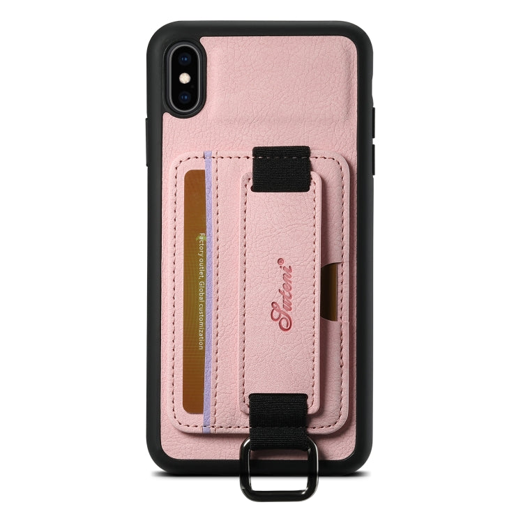 Suteni H13 Litchi Leather Wrist Strap Wallet Back Phone Case, For iPhone 11 Pro, For iPhone XR, For iPhone XS Max, For iPhone X / XS