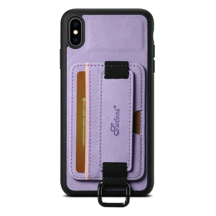 Suteni H13 Litchi Leather Wrist Strap Wallet Back Phone Case, For iPhone 11 Pro, For iPhone XR, For iPhone XS Max, For iPhone X / XS