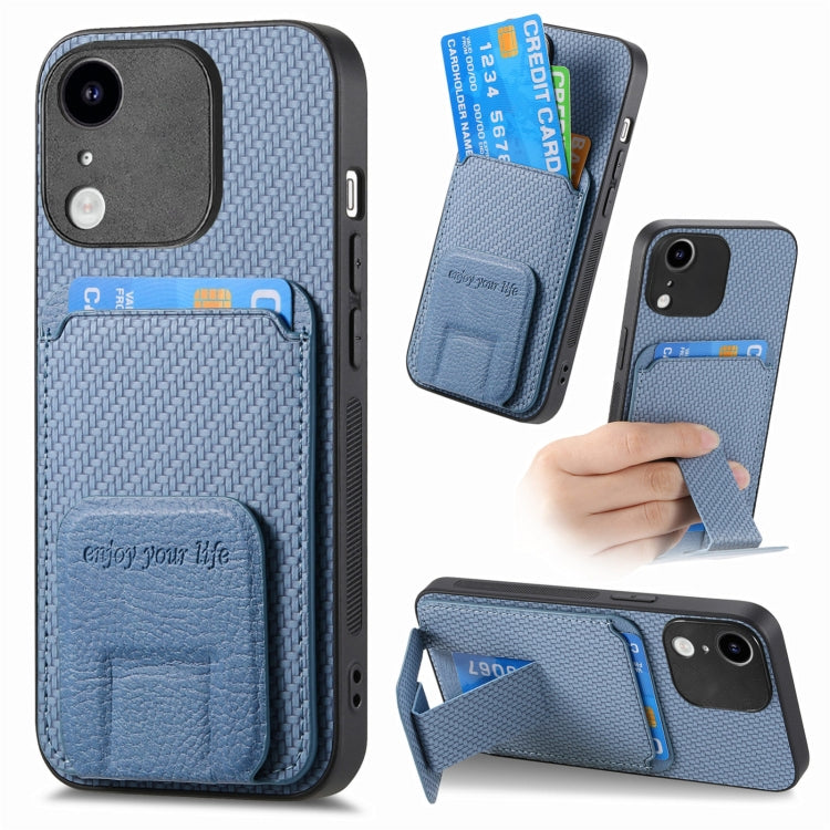 Carbon Fiber Card Bag Fold Stand Phone Case