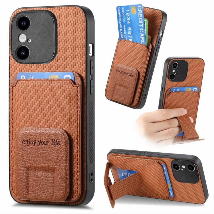 Carbon Fiber Card Bag Fold Stand Phone Case