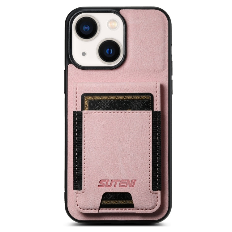 Suteni H03 Litchi Leather Card Bag Stand Back Phone Case, For iPhone 15, For iPhone 14 Plus, For iPhone 14, For iPhone 14 Pro