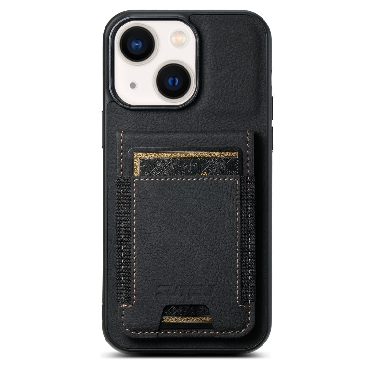 Suteni H03 Litchi Leather Card Bag Stand Back Phone Case, For iPhone 15, For iPhone 14 Plus, For iPhone 14, For iPhone 14 Pro