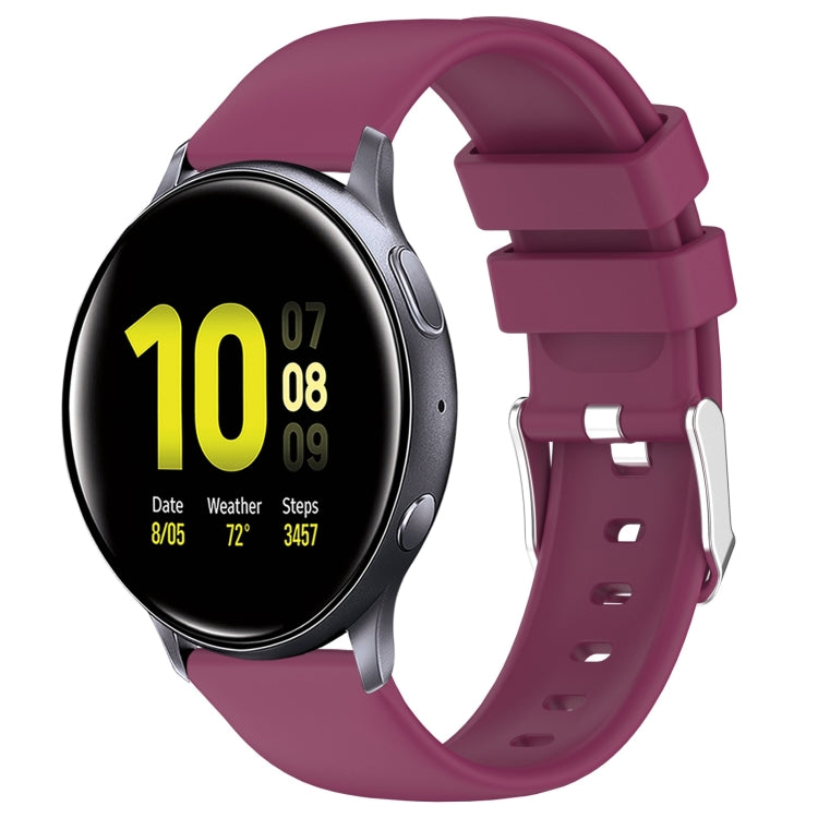 20mm Smooth Solid Color Silicone Watch Band, For Samsung Galaxy Watch 4 Classic 42mm, For Samsung Galaxy Watch Active 2 44mm