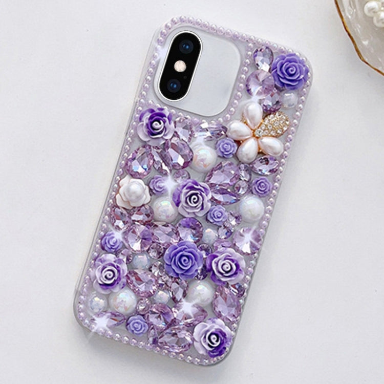 Rose Hand-set Diamond PC Phone Case, For iPhone XR, For iPhone XS Max, For iPhone X / XS, For iPhone 7 Plus / 8 Plus, For iPhone 7 / 8