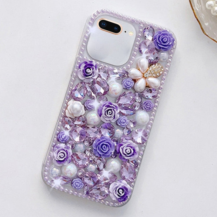 Rose Hand-set Diamond PC Phone Case, For iPhone XR, For iPhone XS Max, For iPhone X / XS, For iPhone 7 Plus / 8 Plus, For iPhone 7 / 8