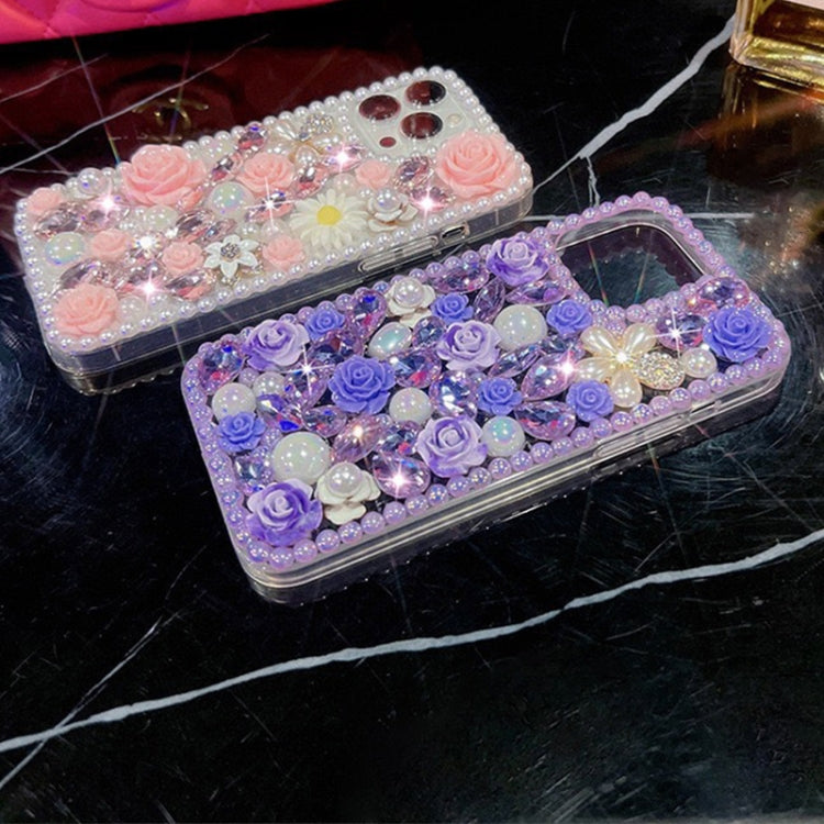 Rose Hand-set Diamond PC Phone Case, For iPhone XR, For iPhone XS Max, For iPhone X / XS, For iPhone 7 Plus / 8 Plus, For iPhone 7 / 8