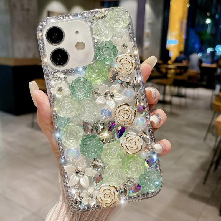 Rose Hand-set Pearl Diamond PC Phone Case, For iPhone 15 Pro, For iPhone 15 Plus, For iPhone 15, For iPhone 14 Plus, For iPhone 14, For iPhone 14 Pro