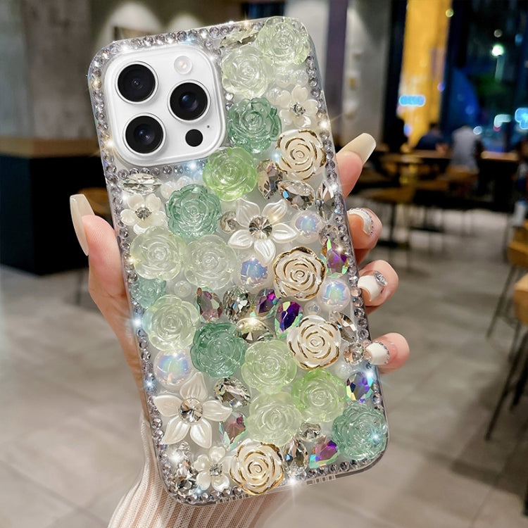 Rose Hand-set Pearl Diamond PC Phone Case, For iPhone 16e, For iPhone 16 Pro Max, For iPhone 16 Pro, For iPhone 16 Plus, For iPhone 16, For iPhone 15 Pro Max
