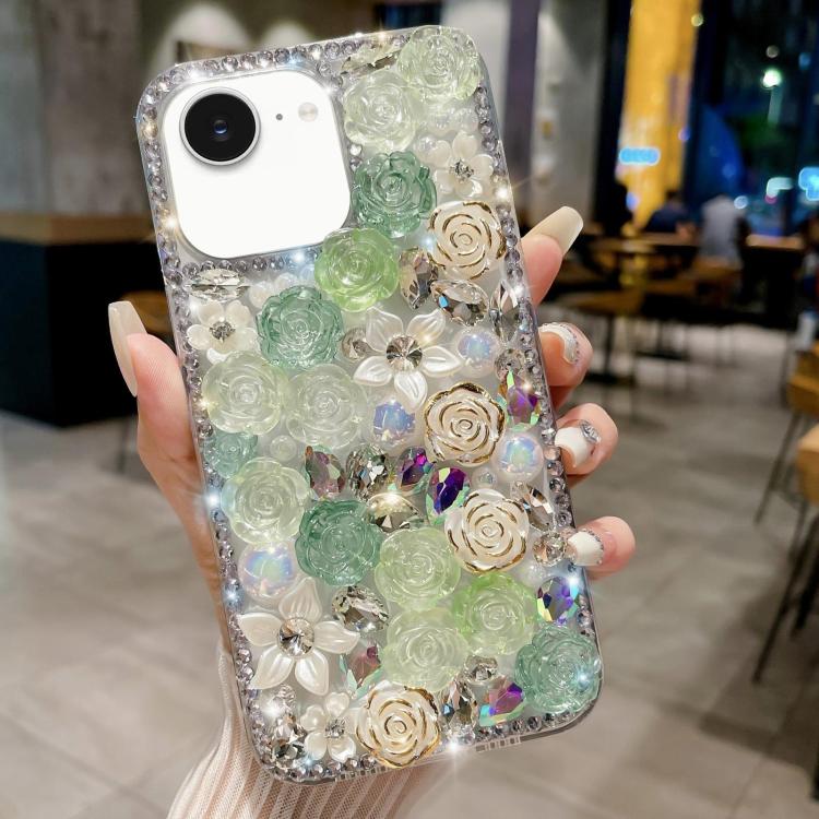 Rose Hand-set Pearl Diamond PC Phone Case, For iPhone 16e, For iPhone 16 Pro Max, For iPhone 16 Pro, For iPhone 16 Plus, For iPhone 16, For iPhone 15 Pro Max