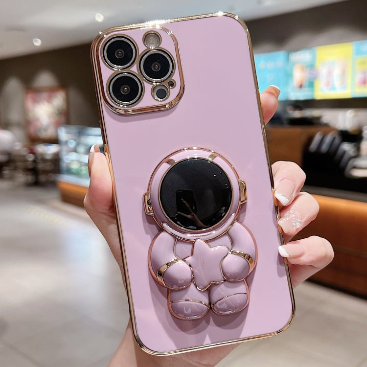 Embrace Stars Electroplating Astronaut Holder Phone Case, For iPhone 15 Pro Max, For iPhone 15 Pro, For iPhone 15 Plus, For iPhone 15