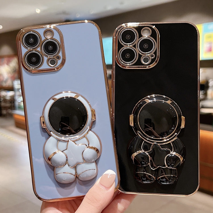 Embrace Stars Electroplating Astronaut Holder Phone Case, For iPhone 15 Pro Max, For iPhone 15 Pro, For iPhone 15 Plus, For iPhone 15