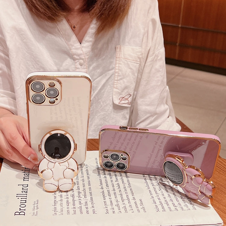 Embrace Stars Electroplating Astronaut Holder Phone Case, For iPhone 15 Pro Max, For iPhone 15 Pro, For iPhone 15 Plus, For iPhone 15