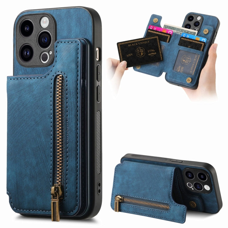 Retro Leather Zipper Wallet Back Phone Case, iPhone 16e, For iPhone 14 Plus, For iPhone 14, For iPhone 14 Pro