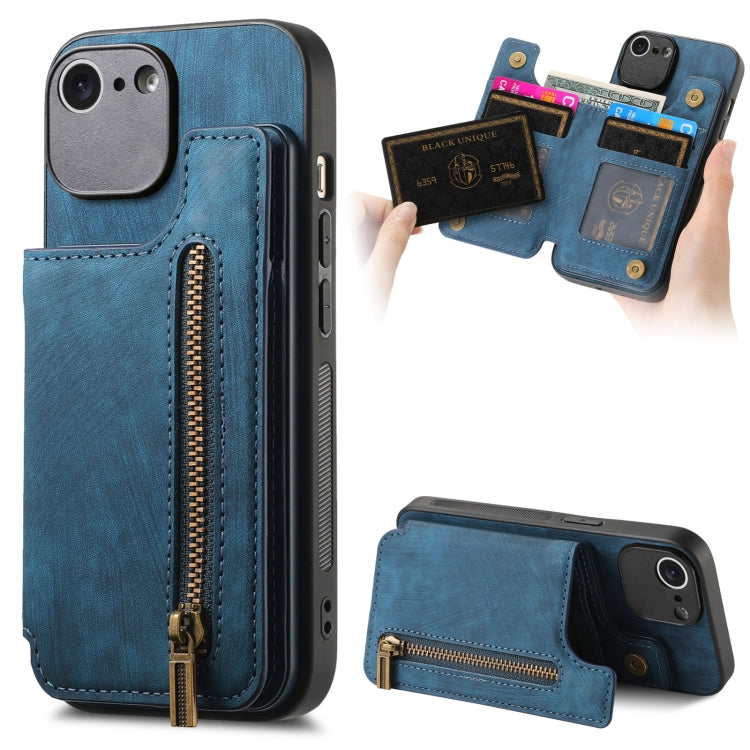 Retro Leather Zipper Wallet Back Phone Case, For iPhone 14 Pro Max, For iPhone 7 / 8/ SE 2022, For iPhone 13 Pro Max, For iPhone 13 Pro