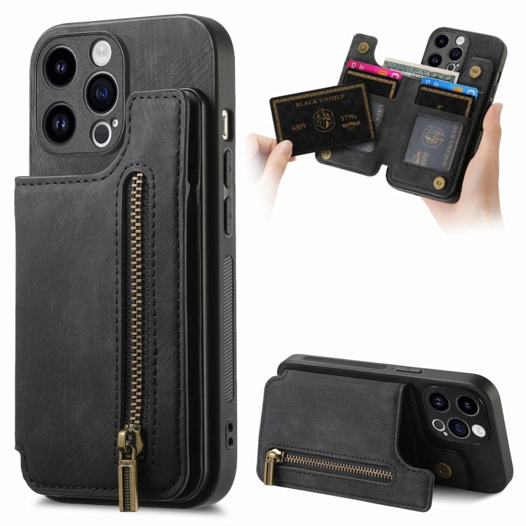 Retro Leather Zipper Wallet Back Phone Case, For iPhone 14 Pro Max, For iPhone 7 / 8/ SE 2022, For iPhone 13 Pro Max, For iPhone 13 Pro