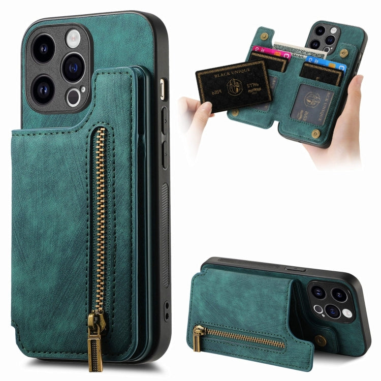 Retro Leather Zipper Wallet Back Phone Case, For iPhone 14 Pro Max, For iPhone 7 / 8/ SE 2022, For iPhone 13 Pro Max, For iPhone 13 Pro