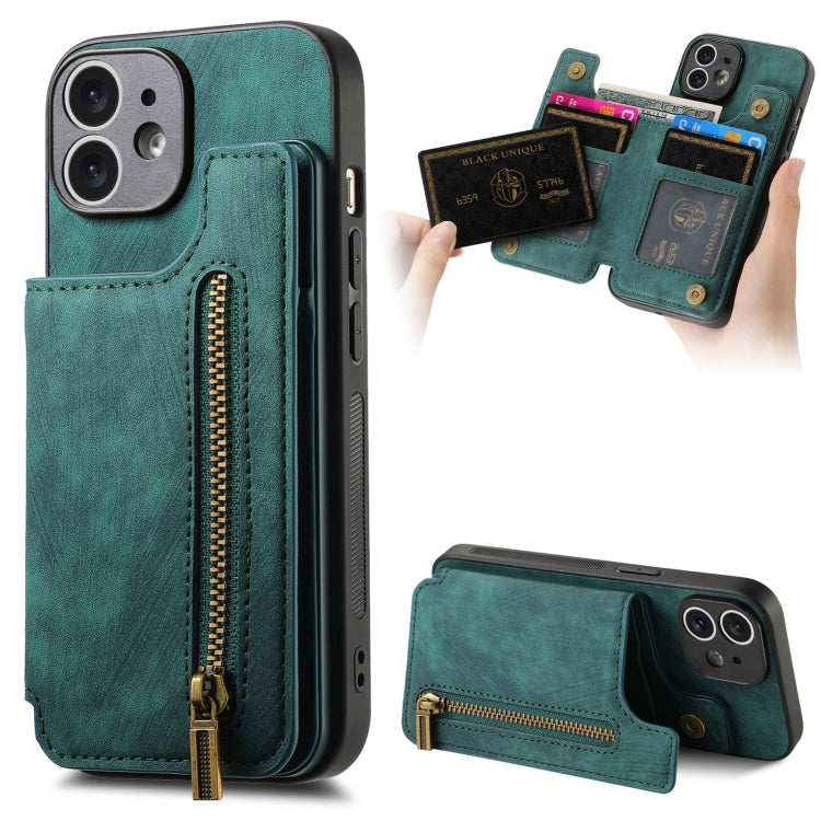 Retro Leather Zipper Wallet Back Phone Case, For iPhone 11 Pro Max, For iPhone 11, For iPhone 11 Pro, For iPhone X / XS
