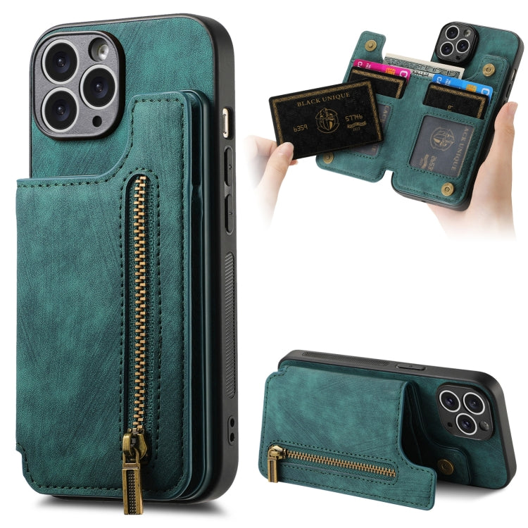 Retro Leather Zipper Wallet Back Phone Case, For iPhone 11 Pro Max, For iPhone 11, For iPhone 11 Pro, For iPhone X / XS