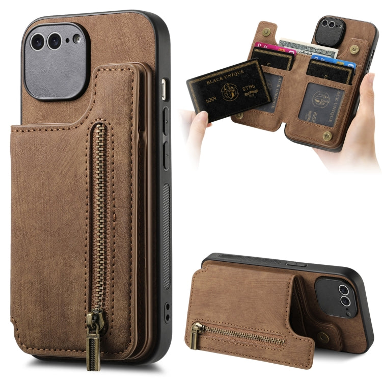 Retro Leather Zipper Wallet Back Phone Case, For iPhone XR, For iPhone XS Max, For iPhone 7 Plus / 8 Plus, For iPhone 6 Plus / 6s Plus