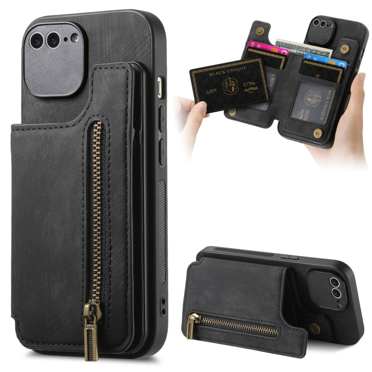 Retro Leather Zipper Wallet Back Phone Case, For iPhone XR, For iPhone XS Max, For iPhone 7 Plus / 8 Plus, For iPhone 6 Plus / 6s Plus