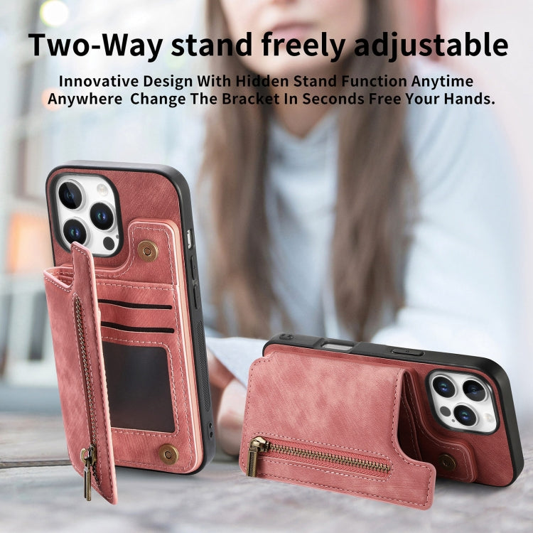 Retro Leather Zipper Wallet Back Phone Case, For iPhone 16 Pro Max, For iPhone 16 Pro, For iPhone 16 Plus, For iPhone 16