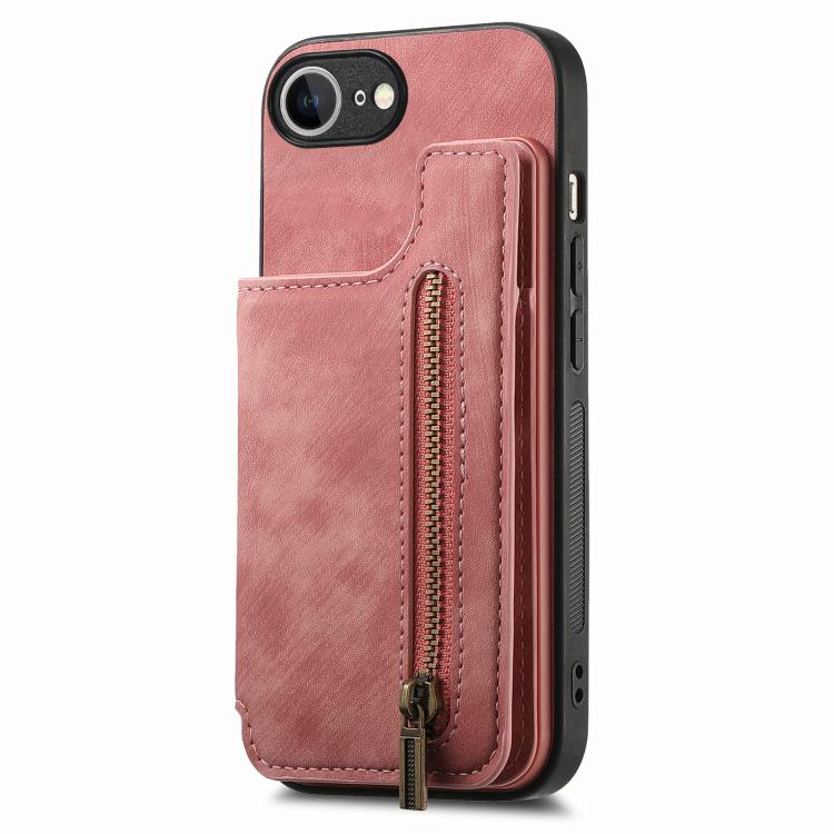 Retro Leather Zipper Wallet Back Phone Case, iPhone 16e, For iPhone 14 Plus, For iPhone 14, For iPhone 14 Pro