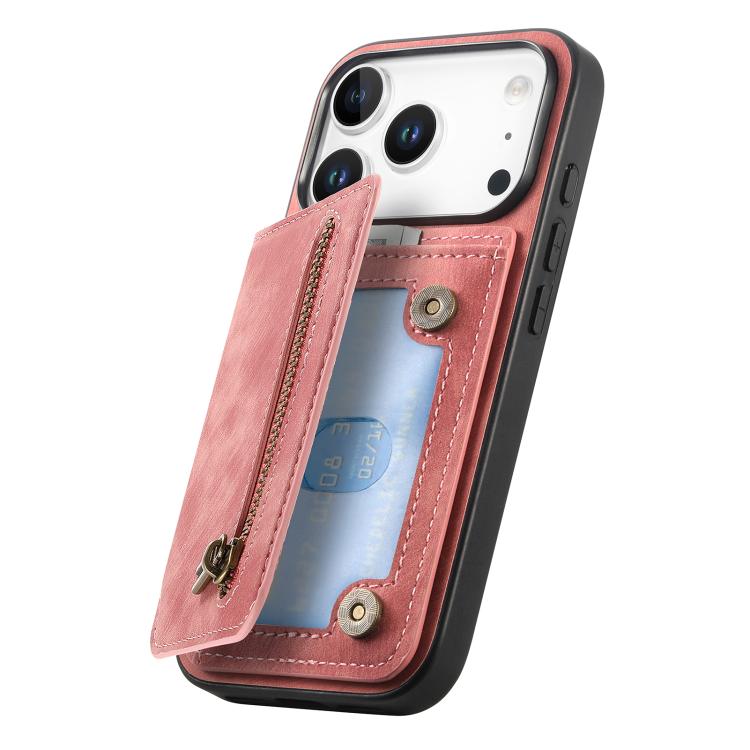 Retro Leather Zipper Wallet Back Phone Case