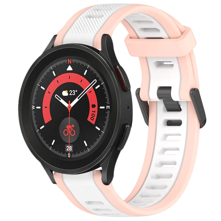 20mm Two Color Textured Silicone Watch Band, For Samsung Galaxy Watch 5 44mm, For Samsung Galaxy Watch 5 Pro 45mm