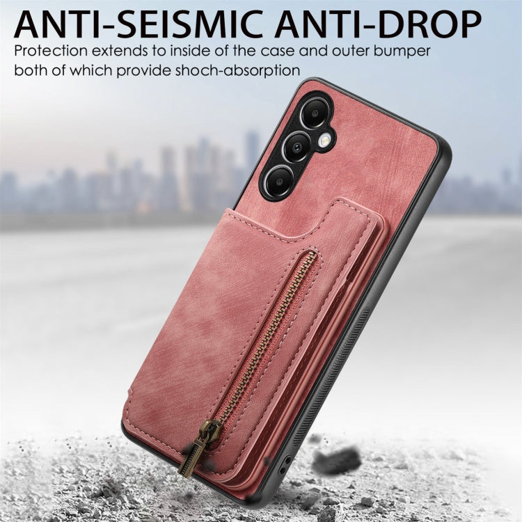 Retro Leather Zipper Wallet Back Phone Case