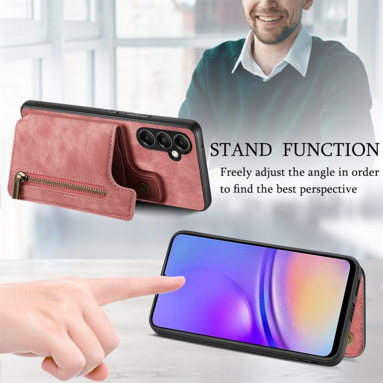 Retro Leather Zipper Wallet Back Phone Case
