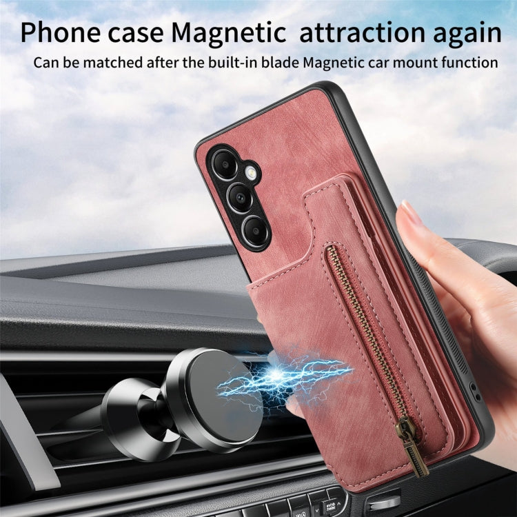 Retro Leather Zipper Wallet Back Phone Case
