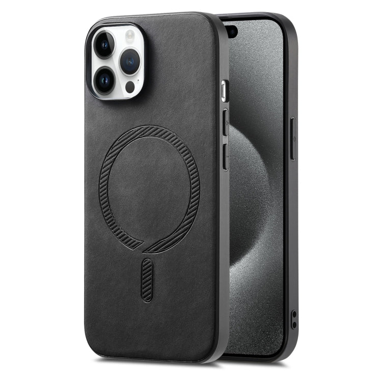 Solid Color Retro Magsafe PU Back Cover Phone Case