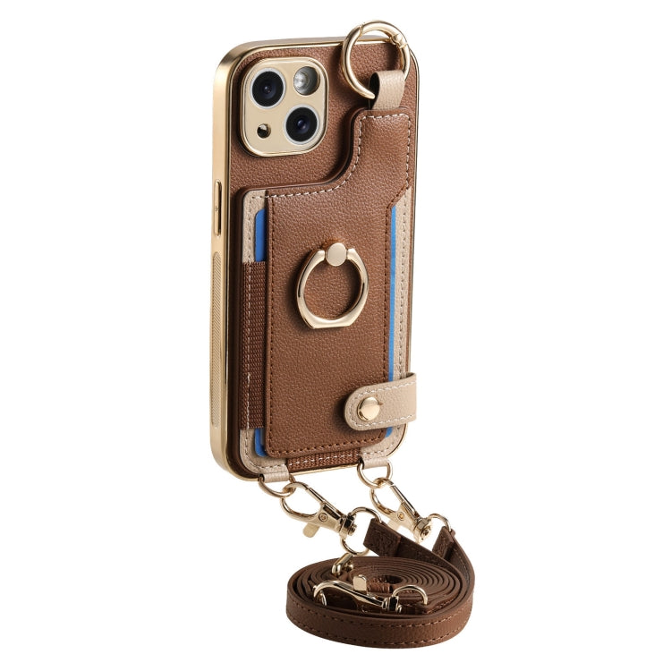 Fashion Ring Card Bag Phone Case with Hang Loop, For iPhone 15 Pro Max, For iPhone 15 Pro, For iPhone 15 Plus, For iPhone 15