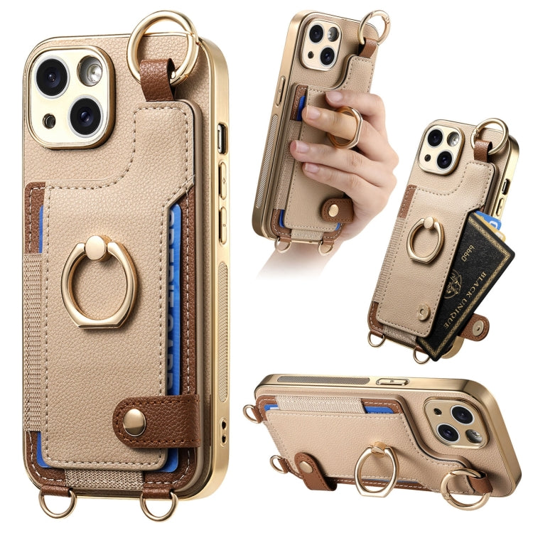 Fashion Ring Card Bag Phone Case with Hang Loop, For iPhone 15 Pro Max, For iPhone 15 Pro, For iPhone 15 Plus, For iPhone 15