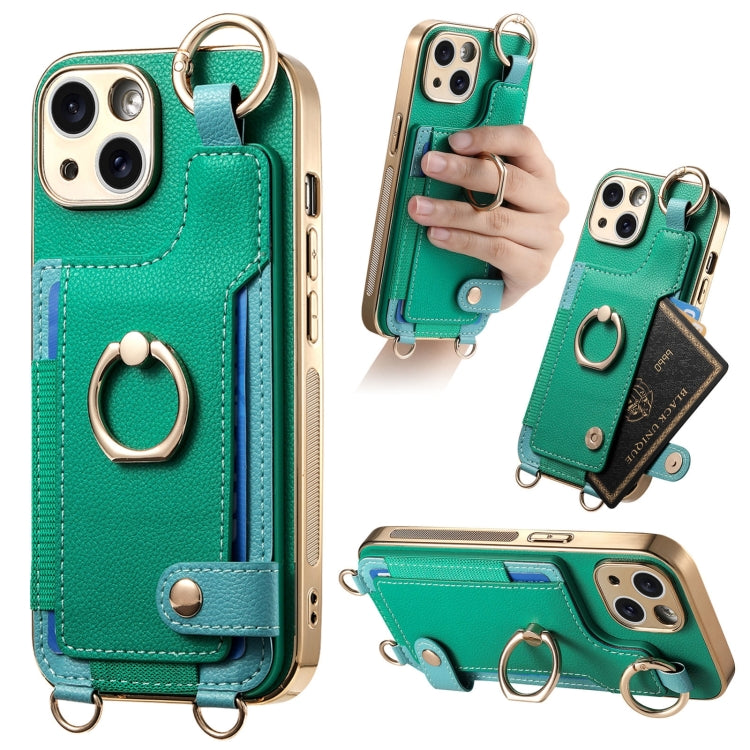 Fashion Ring Card Bag Phone Case with Hang Loop, For iPhone 15 Pro Max, For iPhone 15 Pro, For iPhone 15 Plus, For iPhone 15