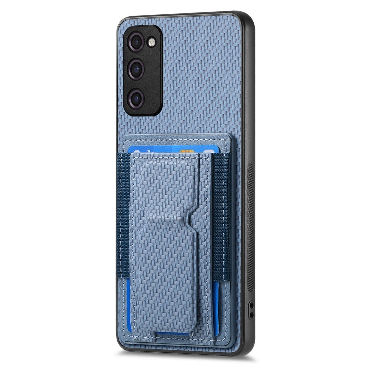 Carbon Fiber Fold Stand Elastic Card Bag Phone Case