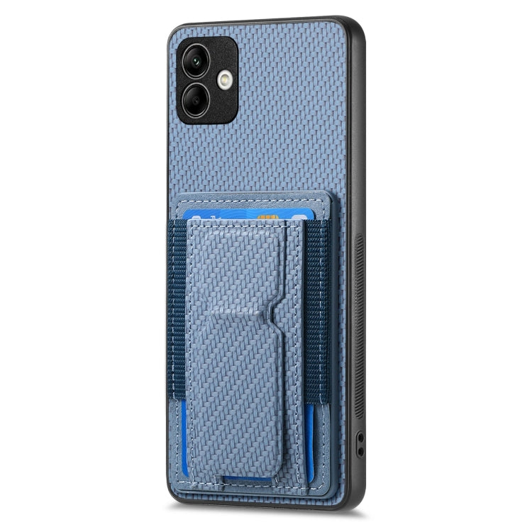 Carbon Fiber Fold Stand Elastic Card Bag Phone Case