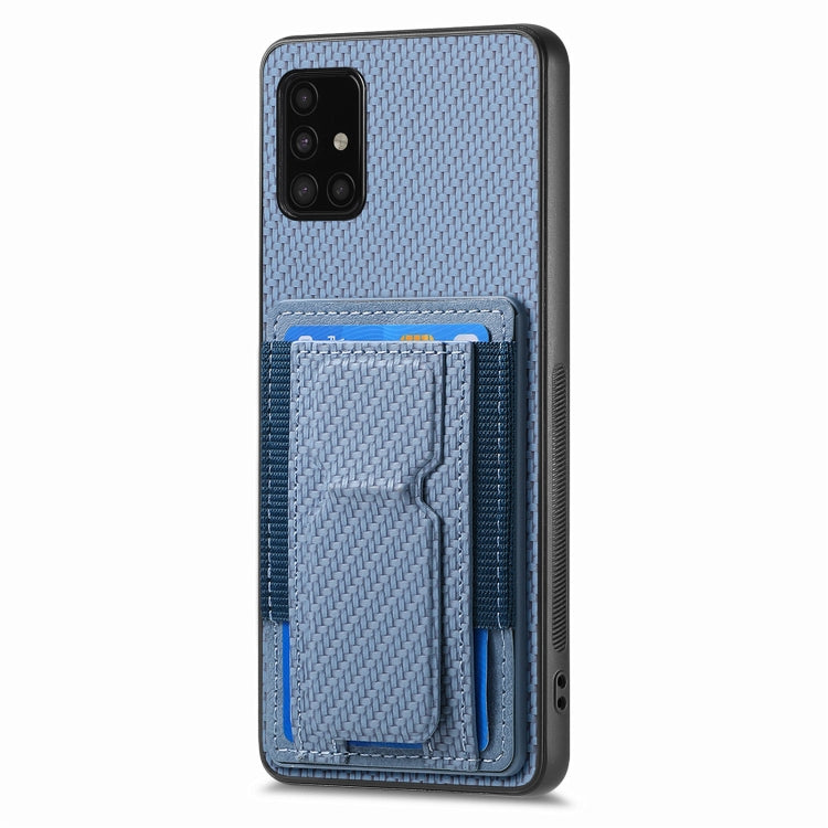 Carbon Fiber Fold Stand Elastic Card Bag Phone Case