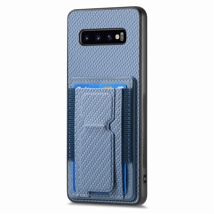 Carbon Fiber Fold Stand Elastic Card Bag Phone Case