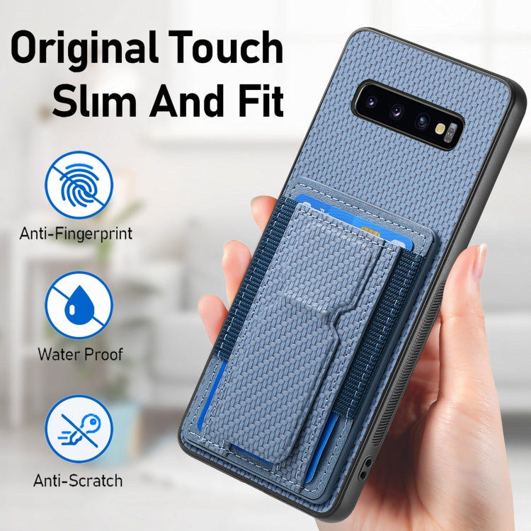 Carbon Fiber Fold Stand Elastic Card Bag Phone Case